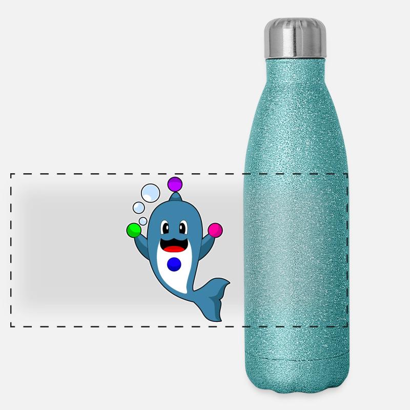 Jongleur dauphin jonglant Gourde isotherme panoramique pailletée 500 ml