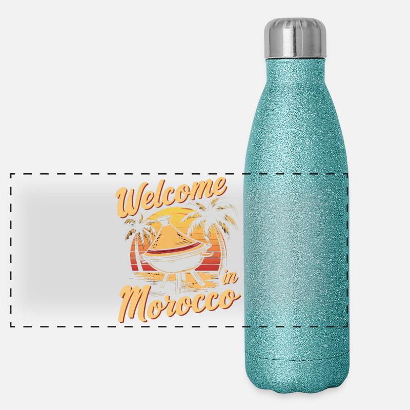 Einladendes Marokko Sunset Design Panorama Glitzer Isolierflasche 500 ml