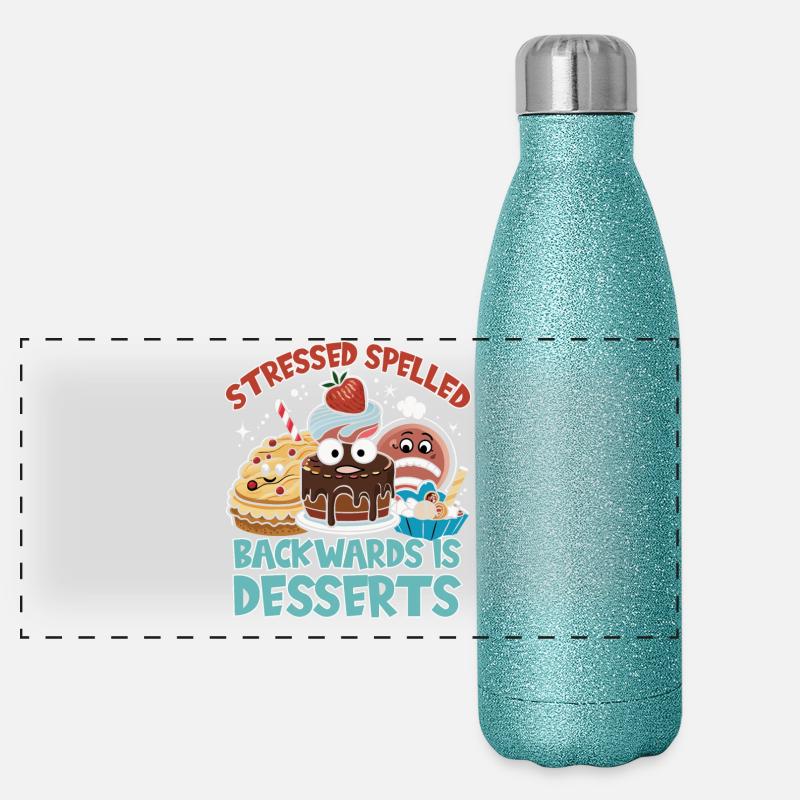 Desserts stressés épeautre à l’envers Gourde isotherme panoramique pailletée 500 ml