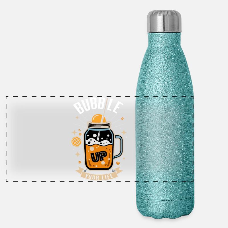 Bubble Up Your Life Tiki Glas Design Panorama Glitzer Isolierflasche 500 ml