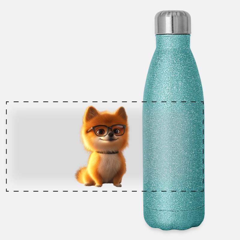 Zwergspitz Pommeraner Pom Süßer Deutscher Spitz Panorama Glitzer Isolierflasche 500 ml