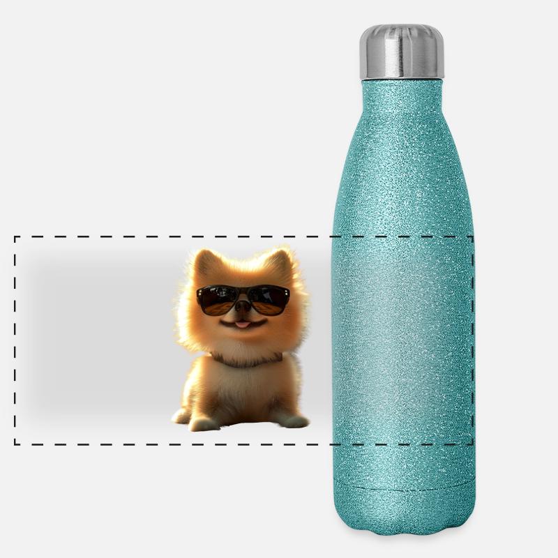 Zwergspitz Pommeraner Pom Süßer Deutscher Spitz Panorama Glitzer Isolierflasche 500 ml