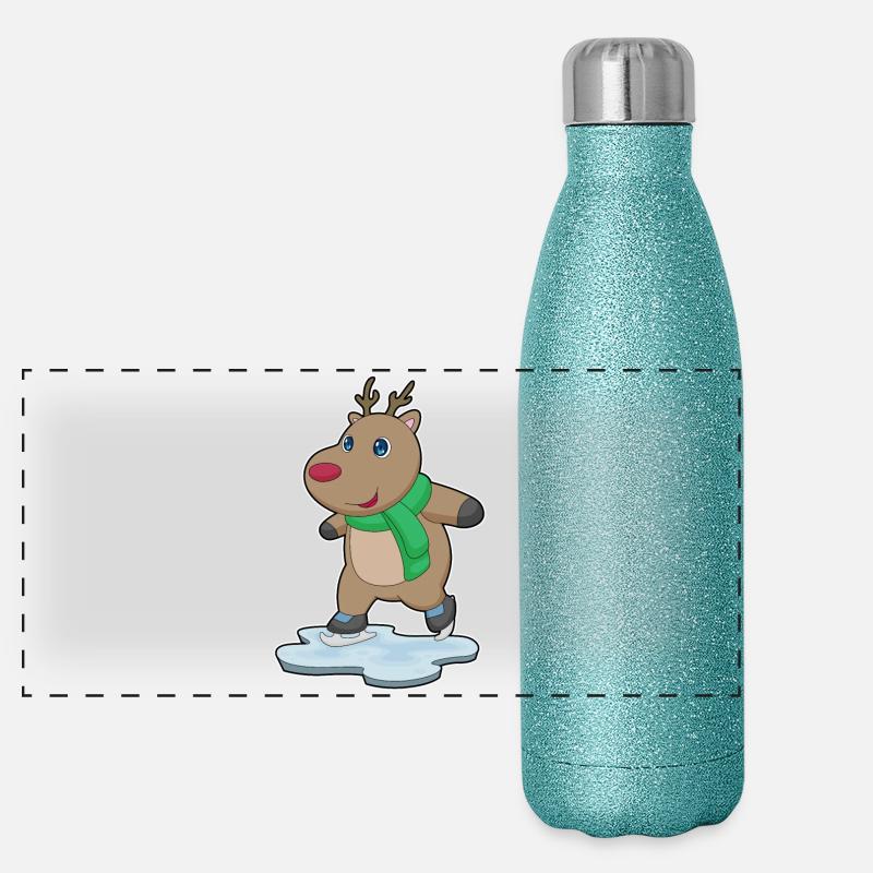 Patins à glace renne Gourde isotherme panoramique pailletée 500 ml
