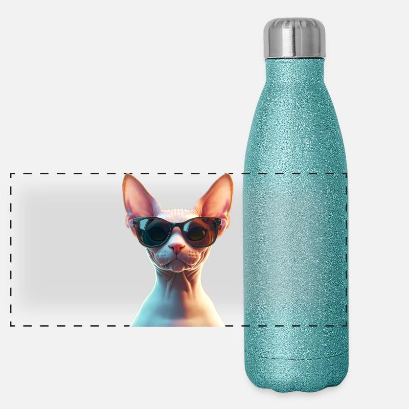 Chat Sphynx Chat Sphynx Chat Canadien Mignon Sphinx Gourde isotherme panoramique pailletée 500 ml