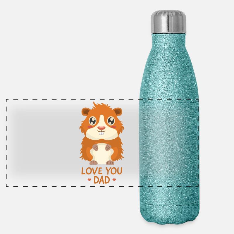 Love You Dad - Guinea Pig Panoramic Glitter Thermal Bottle 500 ml