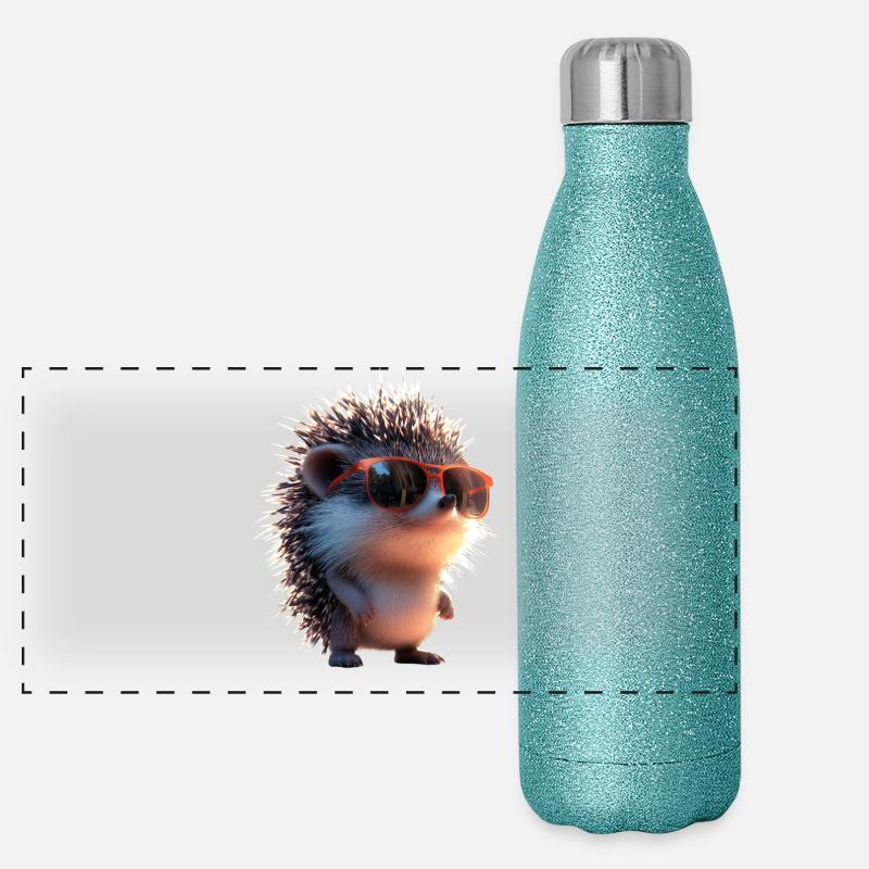 Igel Weißbauchigel Stacheligel Liebe Süßer Igel Panorama Glitzer Isolierflasche 500 ml
