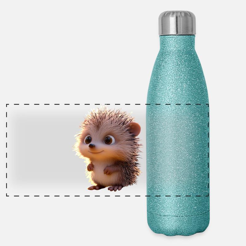 Hedgehog White-bellied Hedgehog Spiny Hedgehog Love Cute Hedgehog Panoramic Glitter Thermal Bottle 500 ml