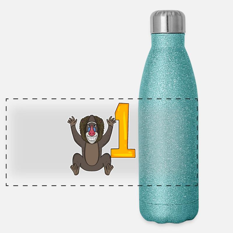 Zahl 1 Nummer Eins - Affe Motiv Panorama Glitzer Isolierflasche 500 ml