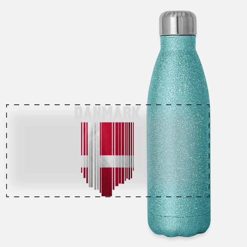 Drapeau du Danemark, fierté danoise Gourde isotherme panoramique pailletée 500 ml