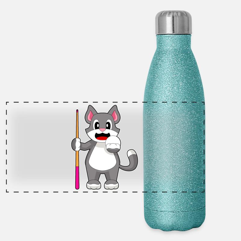 Cat Billiard Cue Panoramic Glitter Thermal Bottle 500 ml