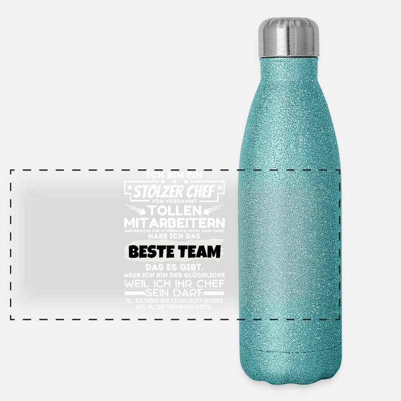 stolzer Chef von verdammt naiven Mitarbeitern Panorama Glitzer Isolierflasche 500 ml