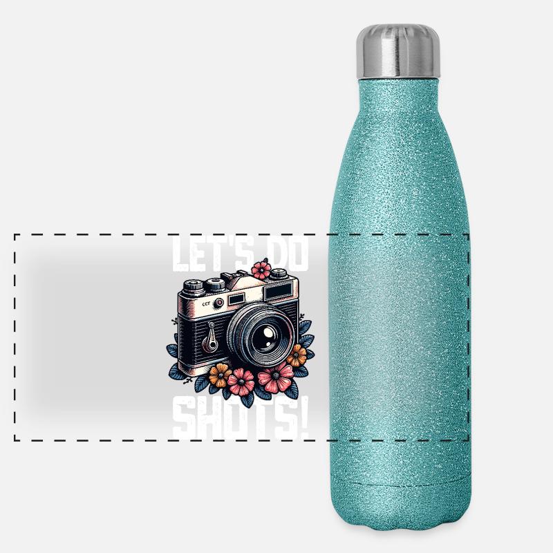 Let's Do Shots Photographer Camera Saying for Panoramic Glitter Thermal Bottle 500 ml