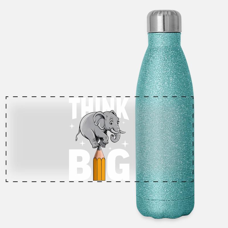 Think Big Elephant Penseurs, rêveurs et visionnaires Gourde isotherme panoramique pailletée 500 ml