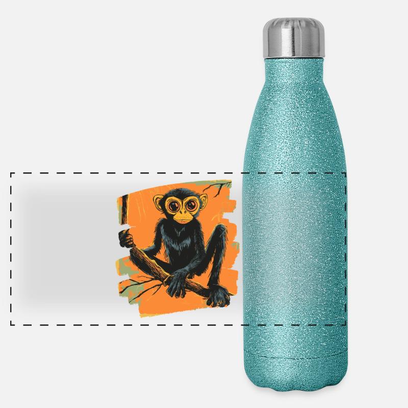 Spinnenaffe Retro Panorama Glitzer Isolierflasche 500 ml