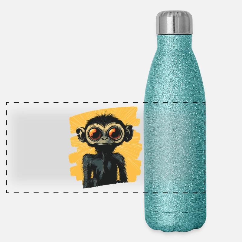Spinnenaffe Retro Panorama Glitzer Isolierflasche 500 ml