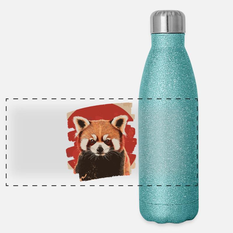 Roter Panda Panorama Glitzer Isolierflasche 500 ml