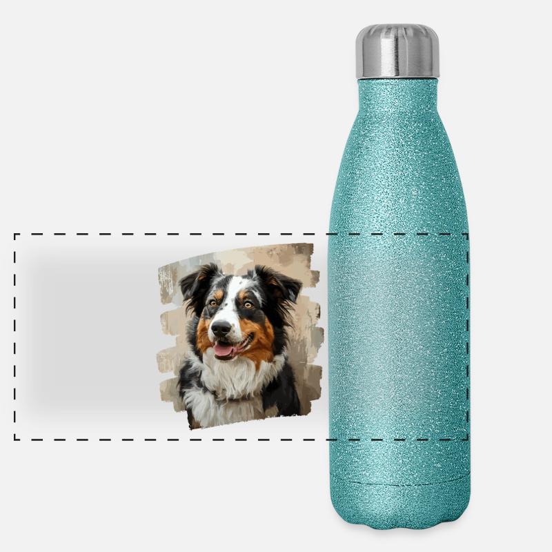 Australian Shepherd Panorama Glitzer Isolierflasche 500 ml