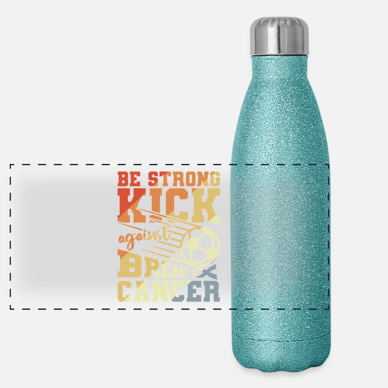Fußball gegen Brustkrebs Panorama Glitzer Isolierflasche 500 ml