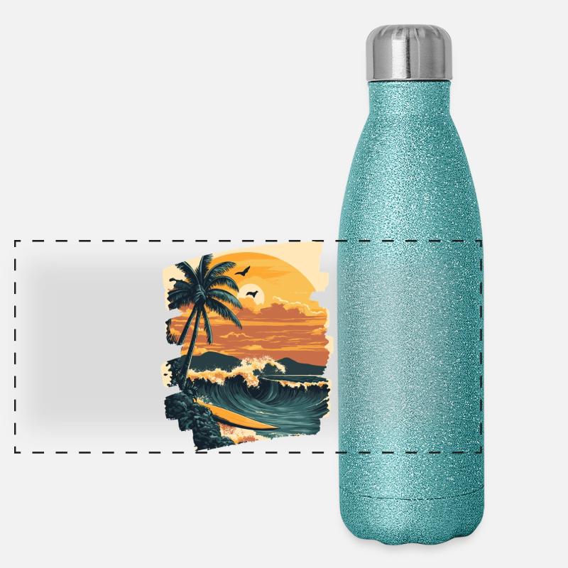 Plage d’Hawaï Gourde isotherme panoramique pailletée 500 ml