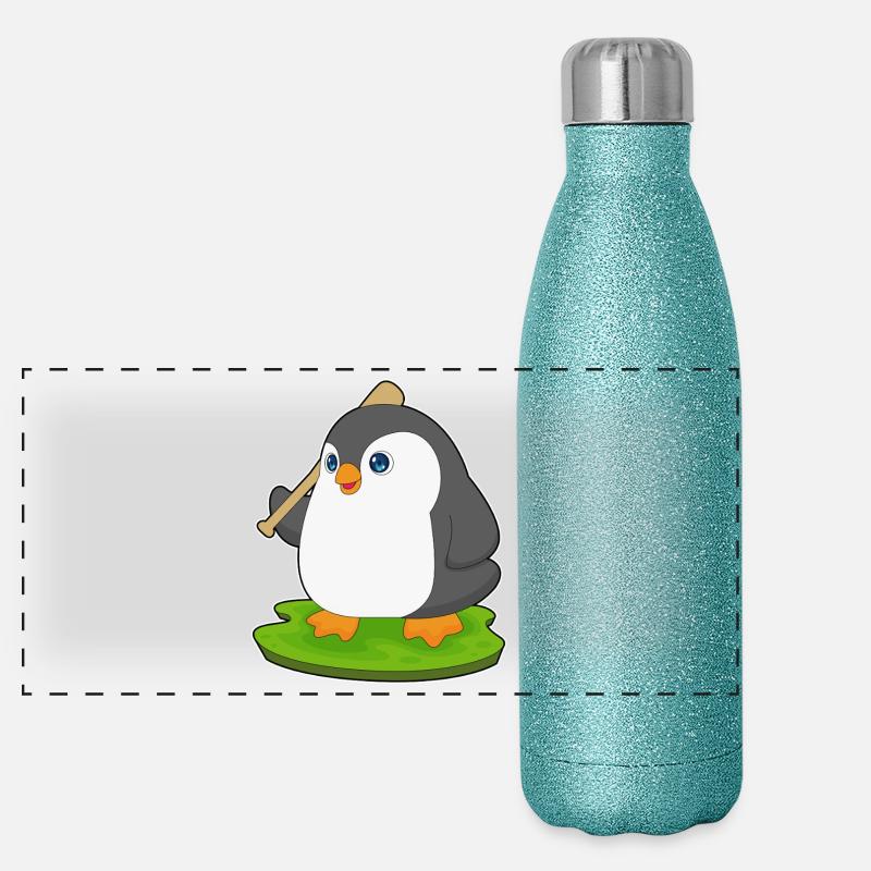 Penguin Baseball Batte de Baseball Gourde isotherme panoramique pailletée 500 ml