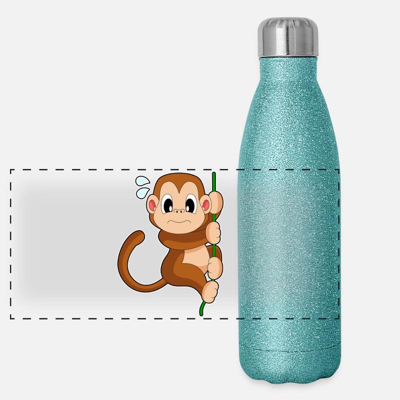 Affe Liane Dschungel Panorama Glitzer Isolierflasche 500 ml