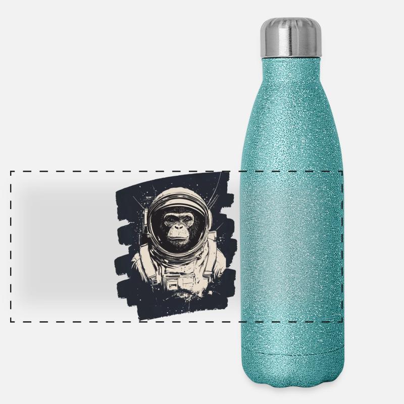 Affe Astronaut Panorama Glitzer Isolierflasche 500 ml