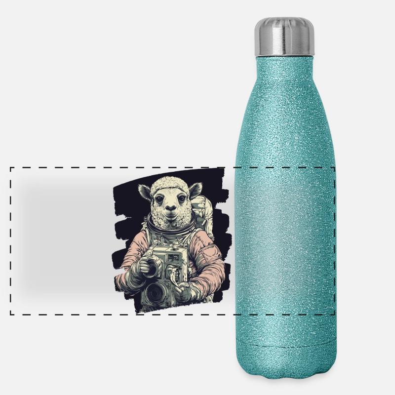 Lama Astronaut Panorama Glitzer Isolierflasche 500 ml