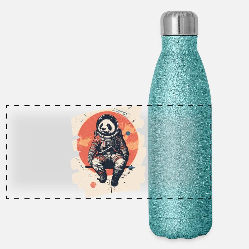 Panda Astronaut Panorama Glitzer Isolierflasche 500 ml