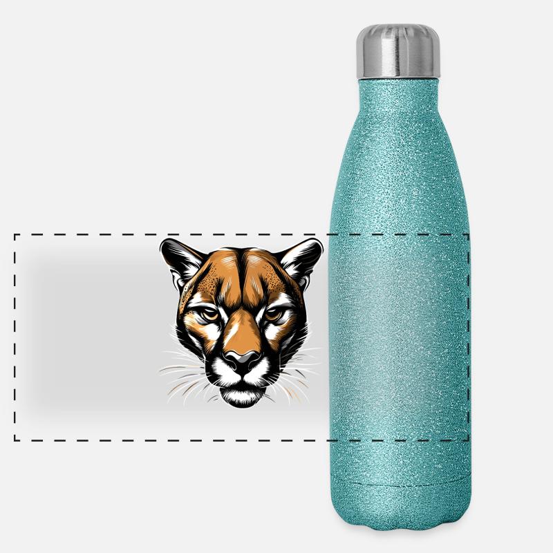 Panther Leopard Big Cat Cute Big Cat Cats Panoramic Glitter Thermal Bottle 500 ml