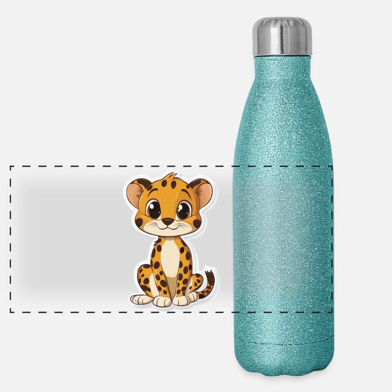 Süsser Gepard Panorama Glitzer Isolierflasche 500 ml