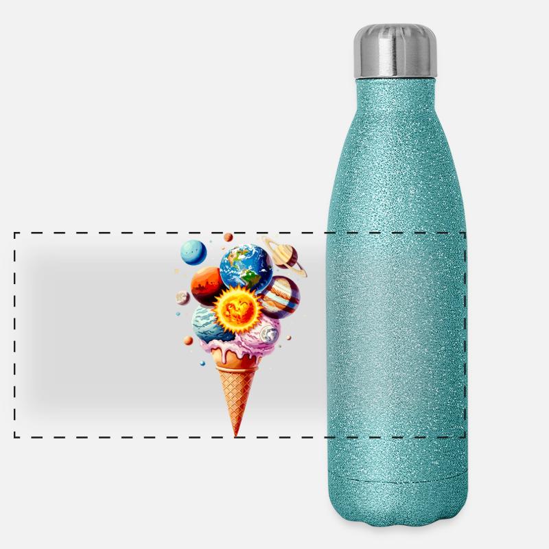 Planet Cream Gaufre Crème glacée Gourde isotherme panoramique pailletée 500 ml