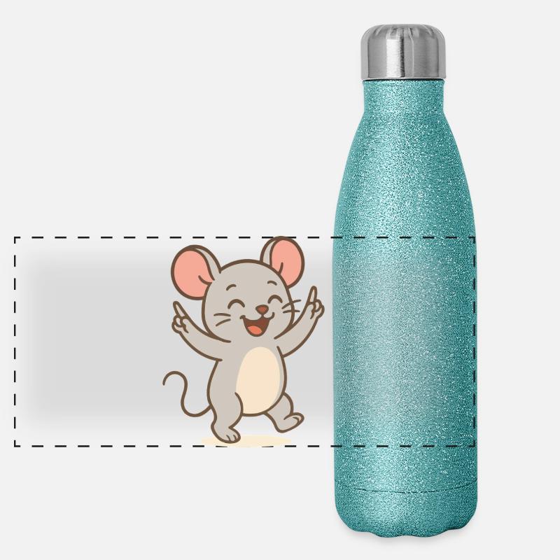 Glücks-Maus Panorama Glitzer Isolierflasche 500 ml