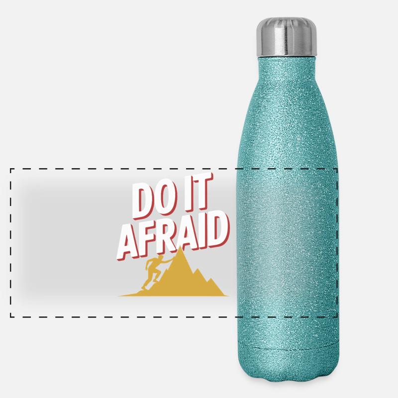 Do It Afraid Mut Weiterentwicklung Motivation Panorama Glitzer Isolierflasche 500 ml