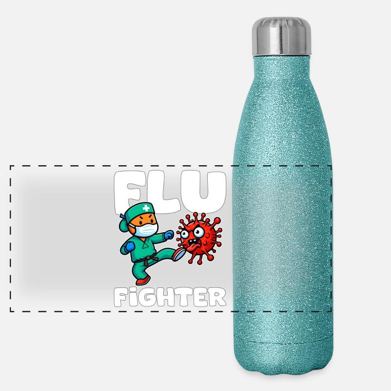 COMBATTANT DE LA GRIPPE - CADEAU INFIRMIÈRE Gourde isotherme panoramique pailletée 500 ml
