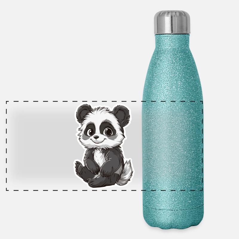 Ours panda mignon Gourde isotherme panoramique pailletée 500 ml