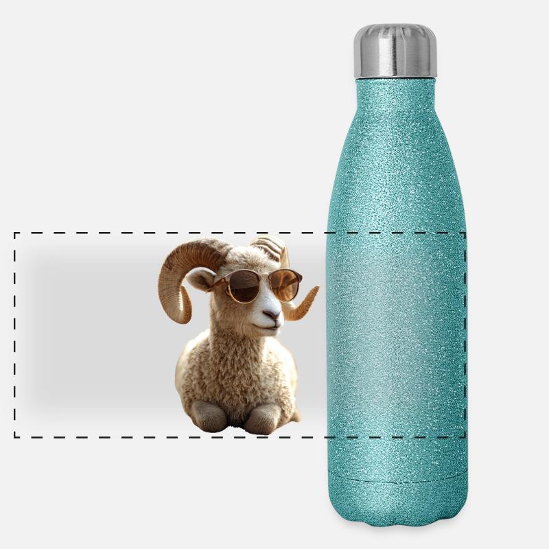 Aries mouflon Aries Wild Sheep Male Sheep Panoramic Glitter Thermal Bottle 500 ml