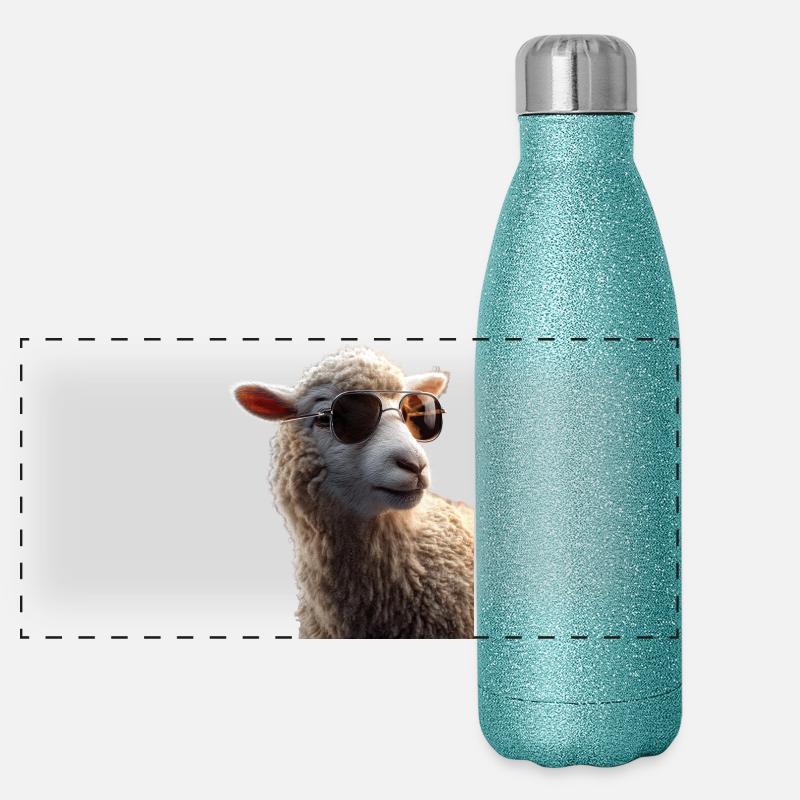 Schaf Lamm Schäfchen Hausschaf Schäfer Süße Schafe Panorama Glitzer Isolierflasche 500 ml