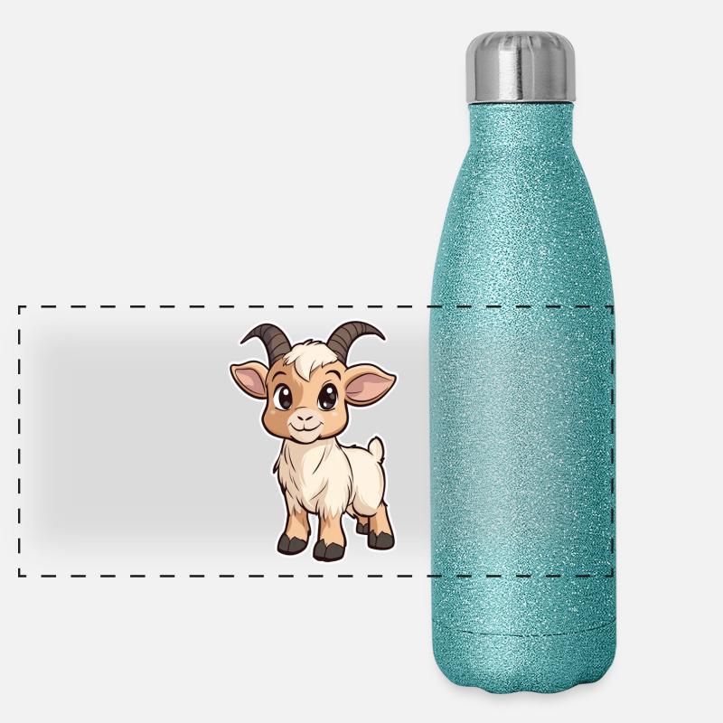 Ziege Panorama Glitzer Isolierflasche 500 ml