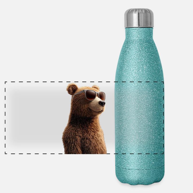 Braunbär Grizzly Bär Bärenbrüder Wald Wilde Bären Panorama Glitzer Isolierflasche 500 ml