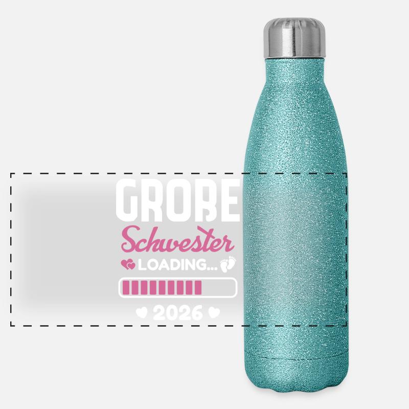 Große Schwester 2026 Loading Panorama Glitzer Isolierflasche 500 ml