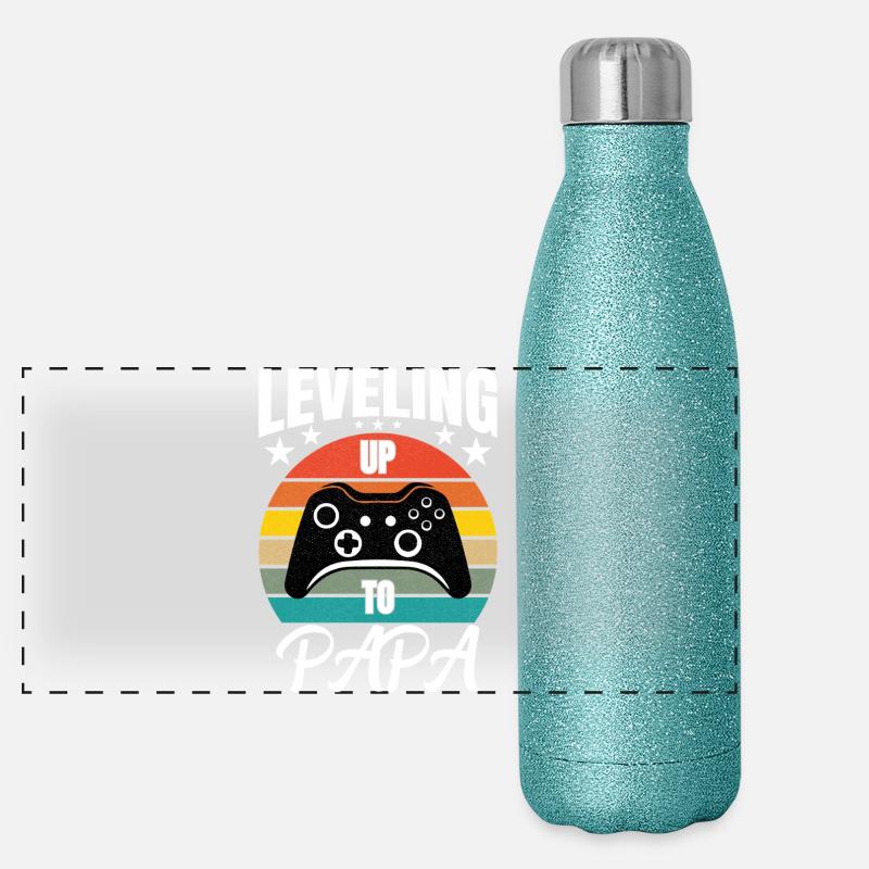 Leveling Up To Papa Panorama Glitzer Isolierflasche 500 ml