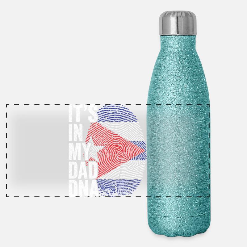 Drapeau Cuba Empreinte Papa Cubain Gourde isotherme panoramique pailletée 500 ml