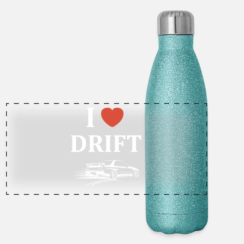Design Drift Racing Car Passion Gourde isotherme panoramique pailletée 500 ml