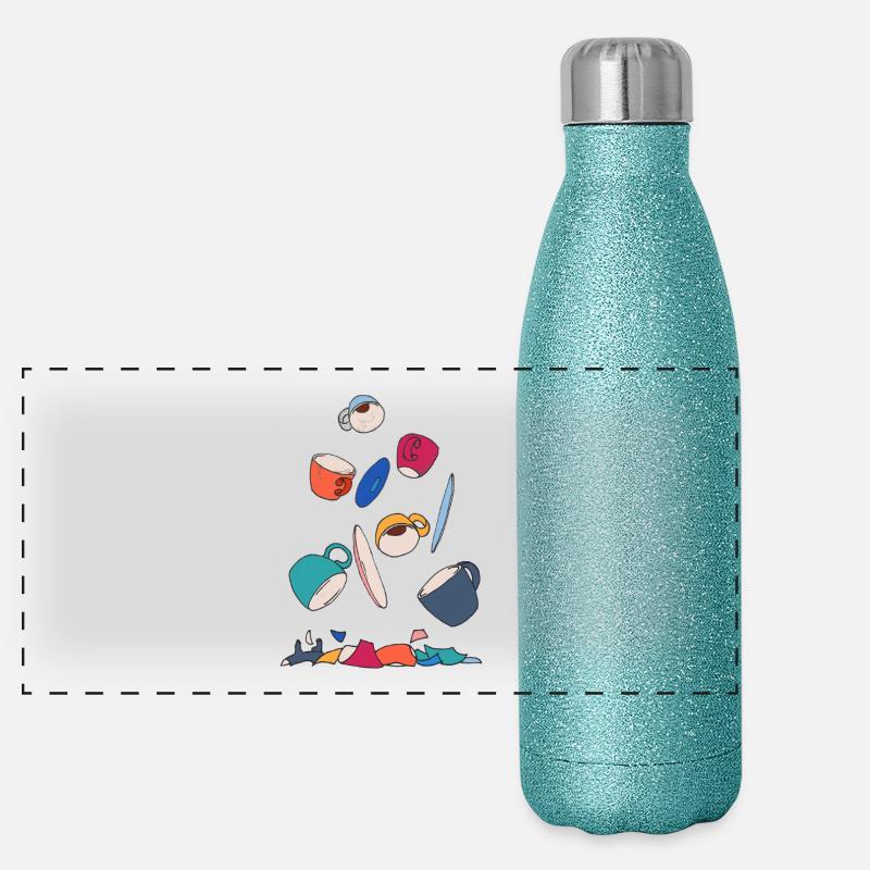 L’art du café en collage coloré Gourde isotherme panoramique pailletée 500 ml