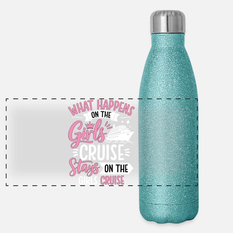 Mädchen Kreuzfahrt Spruch Design Panorama Glitzer Isolierflasche 500 ml