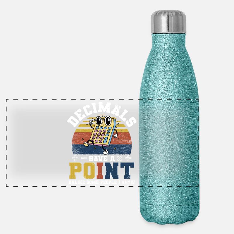 Math Math Teacher Decimals Have A Point Panoramic Glitter Thermal Bottle 500 ml