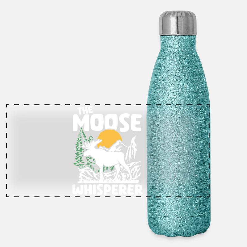 Moose Nature Silhouette Design Panorama Glitzer Isolierflasche 500 ml