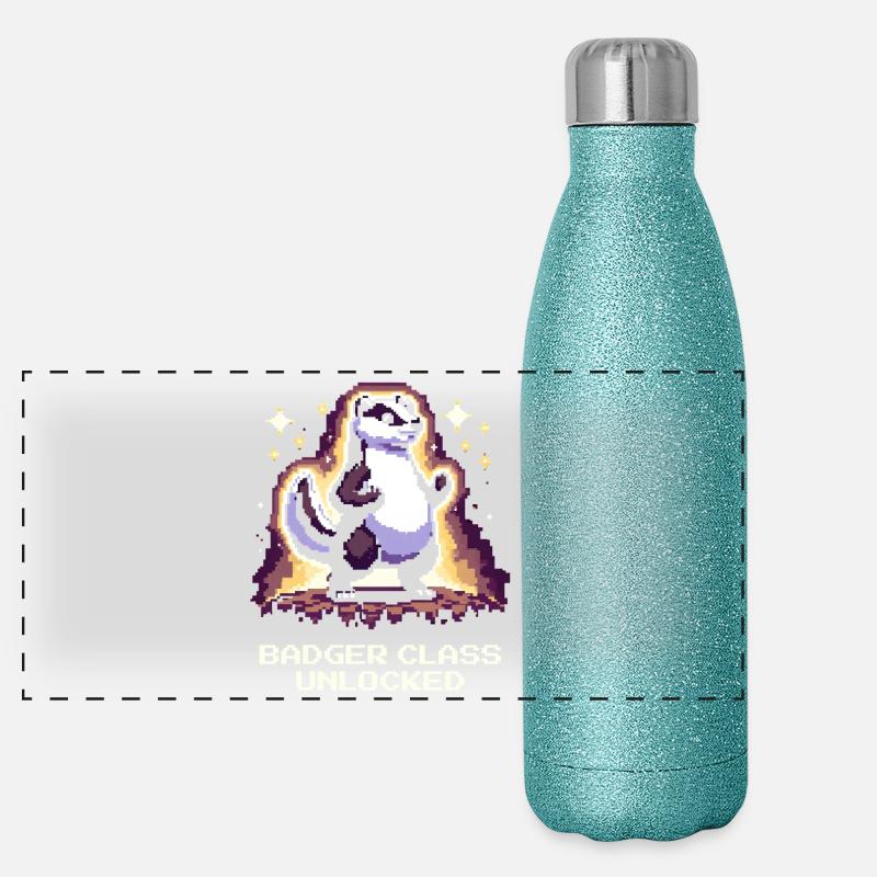 Badger Class Unlocked | Dachs, RPG Humor Panorama Glitzer Isolierflasche 500 ml