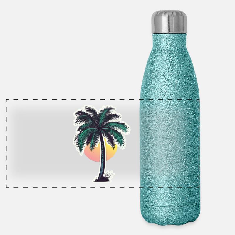 Palme Panorama Glitzer Isolierflasche 500 ml