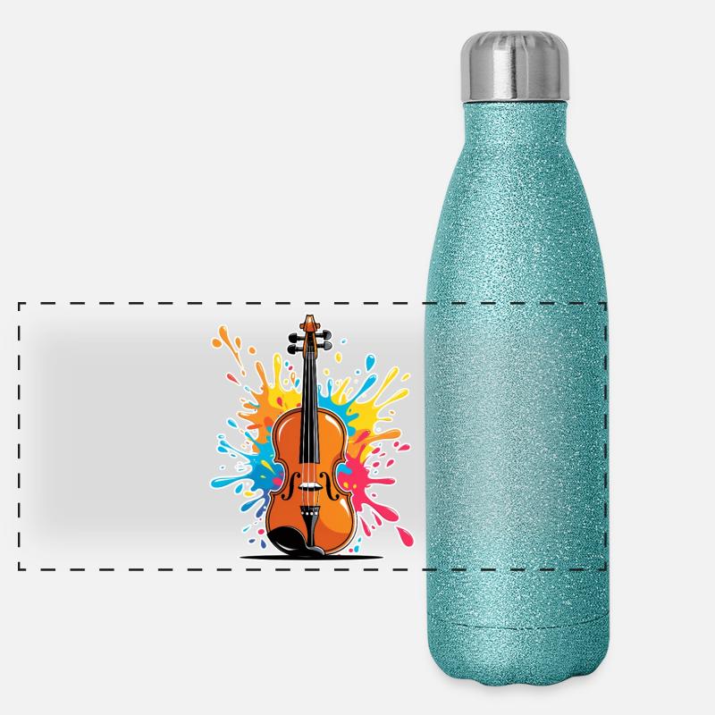 Conception artistique de violon vibrante Gourde isotherme panoramique pailletée 500 ml